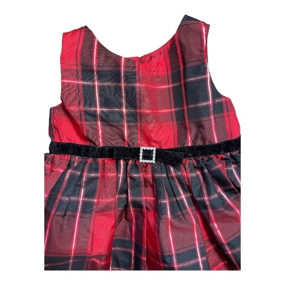 SWEET HEART ROSE Baby Holiday Velvet Bow Plaid Dress Tulle Lining Size 24 Months - Picture 4 of 7
